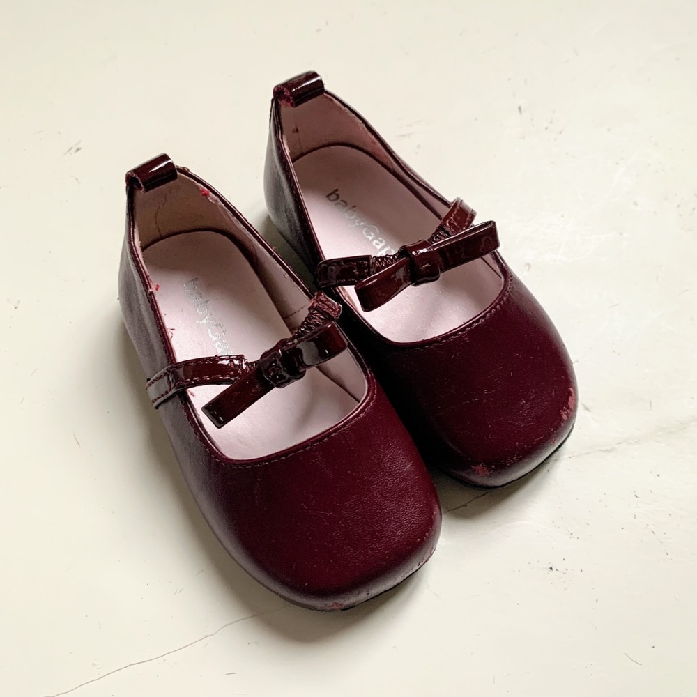 Baby Gap Girl’s Leather Ballet Ballerina Flats Shoes Maroon Valentine Holidays 4